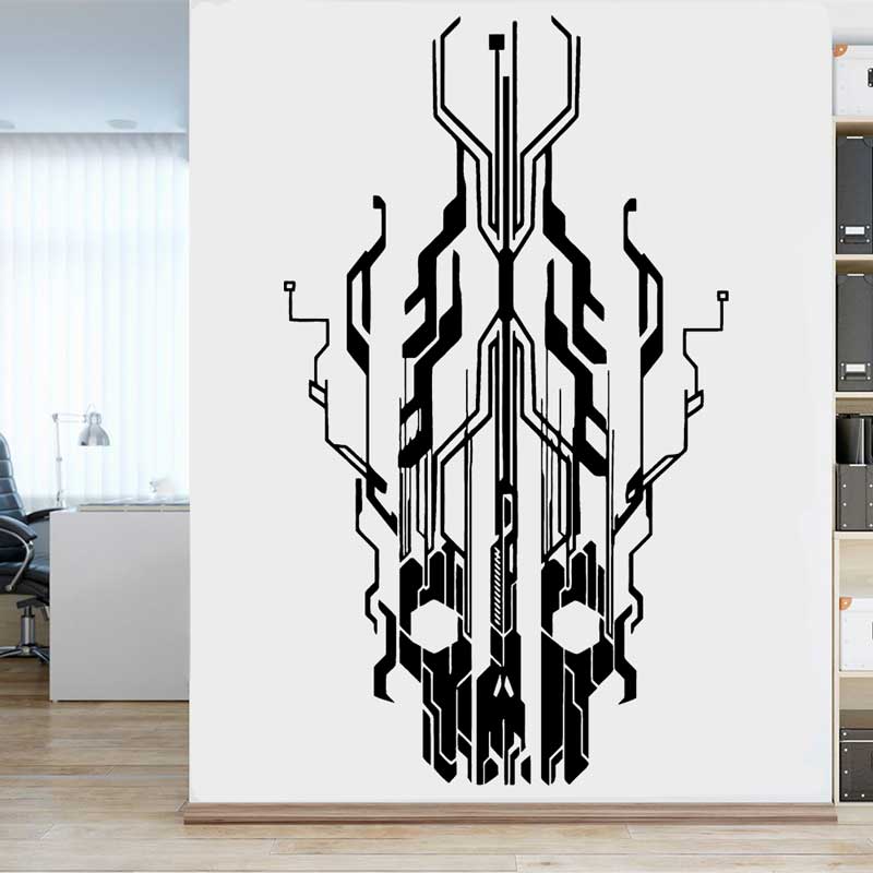 Office Tech Gifts - Chip Circuit Tech Skull Vinyl Wall